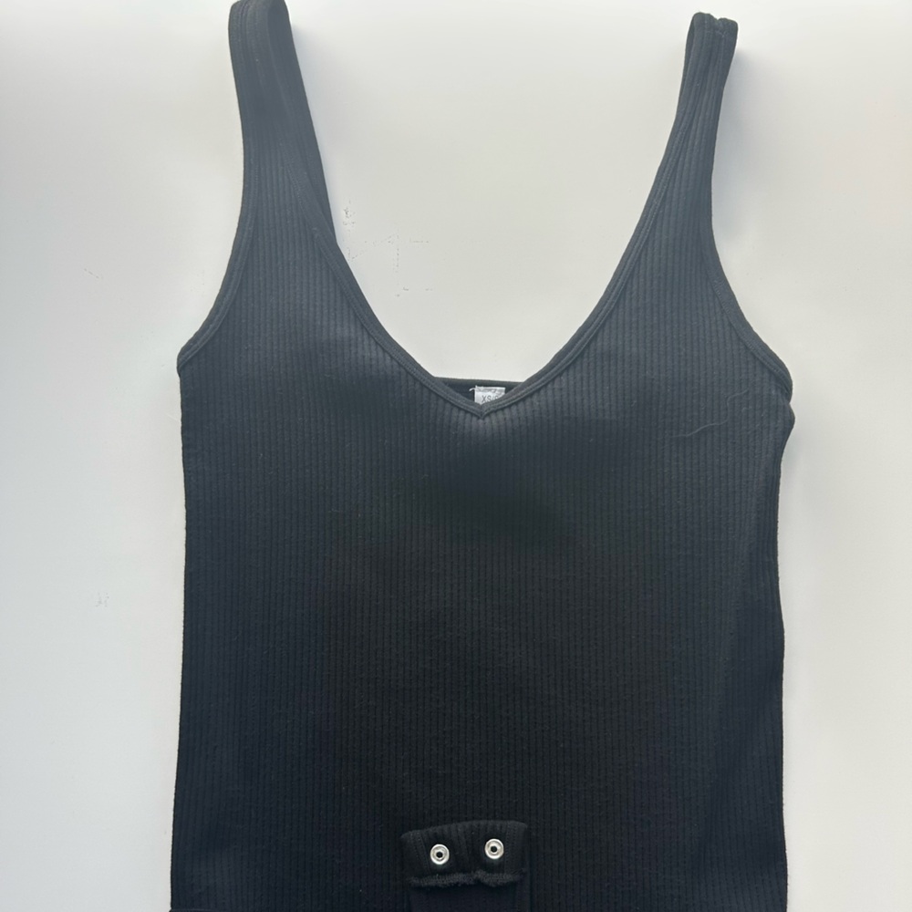 Black Ribbed Bodysuit